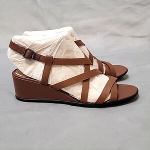 ECCO Brown Strap Sandals, Size 10-10.5 EU41, Color Cinnamon